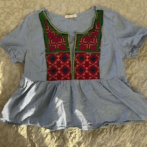American Eagle Colorful Peplum Top